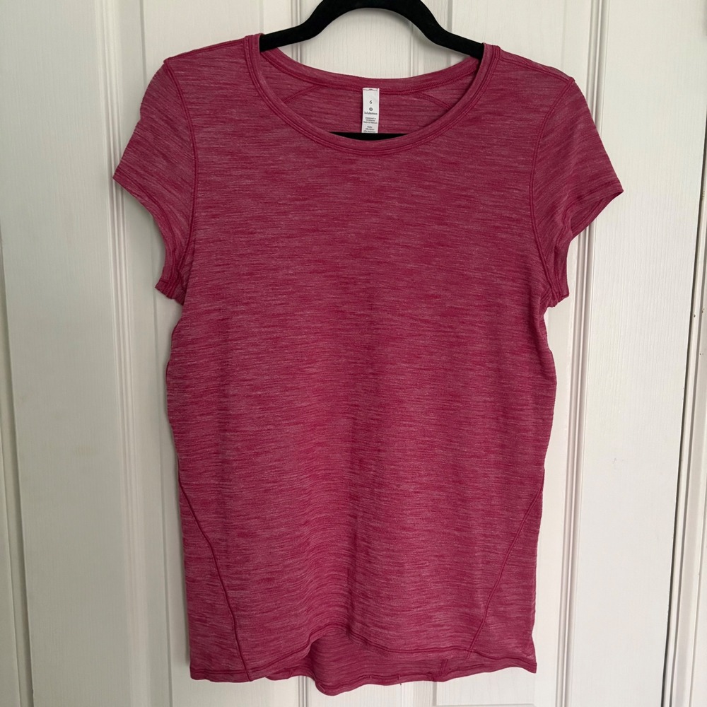 Lululemon Swiftly Tech SS 2.0 Women Size 6 Pink Heathered Short Sleeve